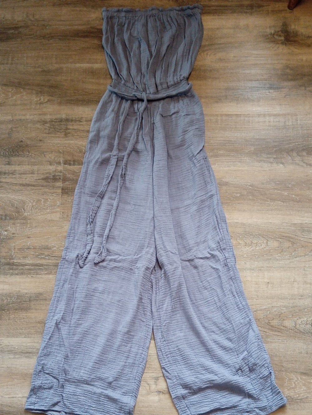 Evereve Strapless Wide Leg Jumpsuit Size Small Slate Blue